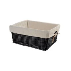 BRN Vendita On Line Cestini Per Biciclette Cassettina Grande In Vimini Nera Con Fodera Negozio Accessori Ciclismo Prezzi