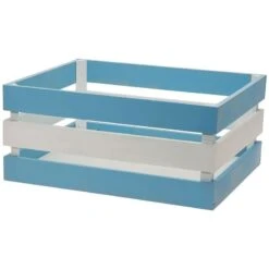BRN Cesto In Legno Versilia Azzurro Bianco (cm. 43x33xh19) Vendita Accessori Online -Brn Knog Outlet cesto in legno versilia azzurro bianco 2