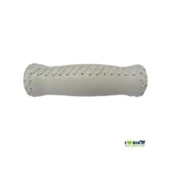 Coppia Manopole In Pelle Con Impunture Vintage, Colore Bianco, Lunghezza 127 Mm Con Forma Ergonomica