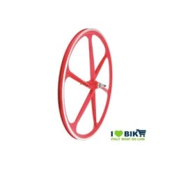 Coppia Ruote Bici Fixed In Lega, Profilo 30mm A 6 Braccia, Colore ROSSO Coppia Ruote Bici Fixed In Lega, Profilo 30mm A 6 Bracci