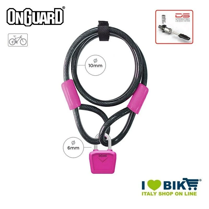 Lucchetto Cavo 120cmx8mmx10mm OnGuard Neon Bull, Fuxia Fluo 1 Lucchetto Cavo 120cmx8mmx10mm OnGuard Neon Bull, Fuxia Fluo