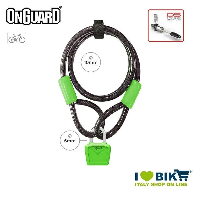 Lucchetto Cavo 120cmx8mmx10mm OnGuard Neon Bull, Verde Fluo 1 Lucchetto Cavo 120cmx8mmx10mm OnGuard Neon Bull, Verde Fluo