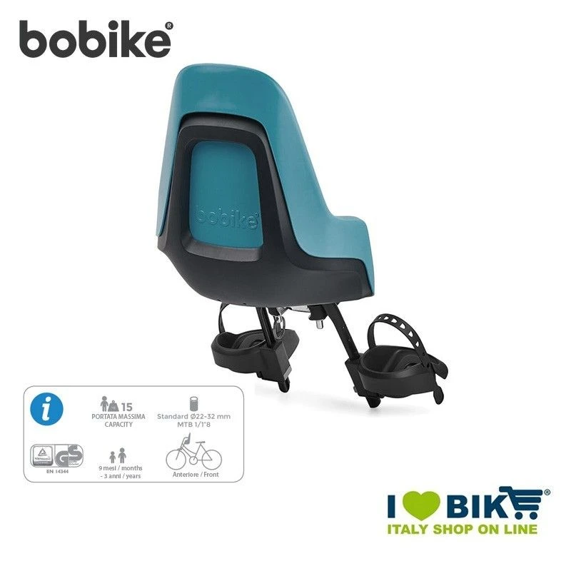 Seggiolino Bici Bobike MINI ONE Anteriore, Blu Bahama 2 Seggiolino Bici Bobike MINI ONE Anteriore, Blu Bahama - immagine 2